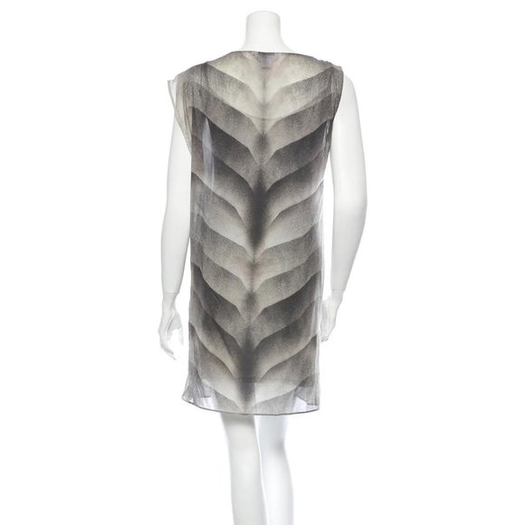 Helmut Lang Grey & Black Sheer Sleeveless Dress w/ Grey Slip - Size Petite - Picture 3 of 4